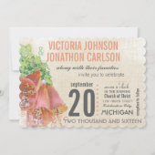 Hochzeitsstiftung mit Foto Peach und Minze Einladung (Vorderseite)