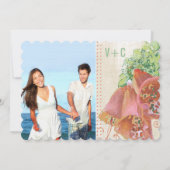 Hochzeitsstiftung mit Foto Peach und Minze Einladung (Rückseite)