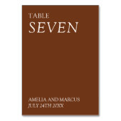Hochzeitsstiftung mit moderner und schmaler Typogr Tischnummer (Vorderseite)