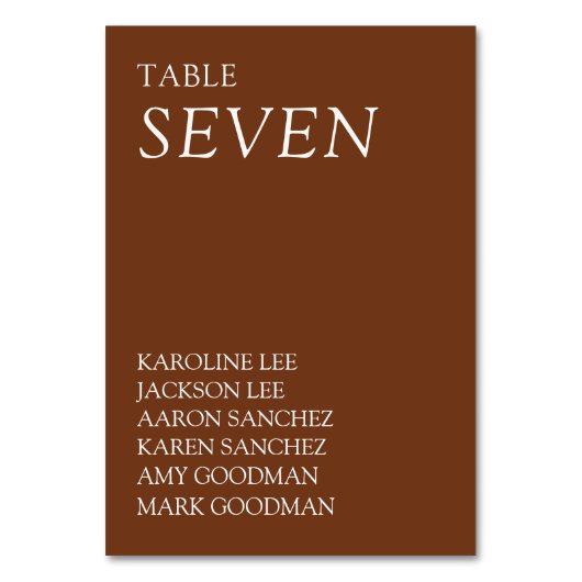 Hochzeitsstiftung mit moderner und schmaler Typogr Tischnummer (Rückseite)