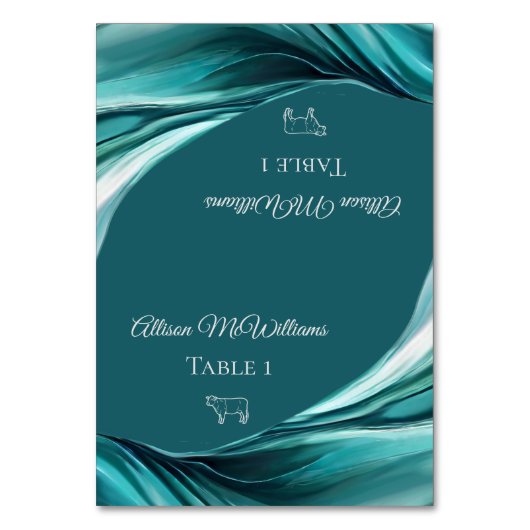 Hochzeitsstiftung Platzkarten-Fleisch-Symbol-Grün- Tischnummer (Vorderseite)