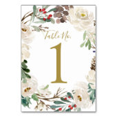 Hochzeitsstiftung | Woodsy Holiday Wreath Tischnummer (Vorderseite)