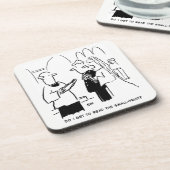 Hochzeitsstimmen kleine Druckschrift Vicar und Bra Getränkeuntersetzer (Linke Seite)