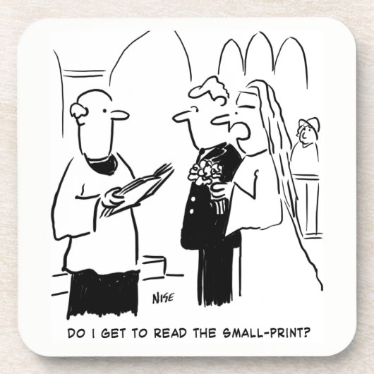 Hochzeitsstimmen kleine Druckschrift Vicar und Bra Getränkeuntersetzer (Vorderseite)