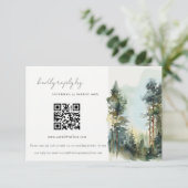 Hochzeitsstimmung im Wald mit Aquarellwald - QR-UA Begleitkarte (Stehend Vorderseite)