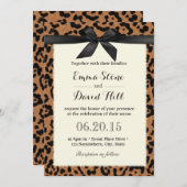 Hochzeitsstimmung in schwarzem Ribbon-Leopard Einladung (Vorne/Hinten)