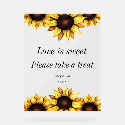 Hochzeitsstimmung ist die süße Sonnenblume Liebe Acrylschild (Vorderseite)