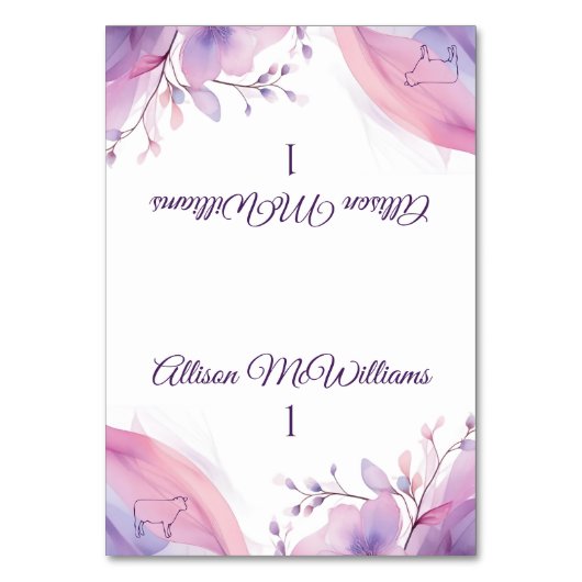 Hochzeitsstipenblüten aus Platzkarte-Fleisch Tischnummer (Vorderseite)