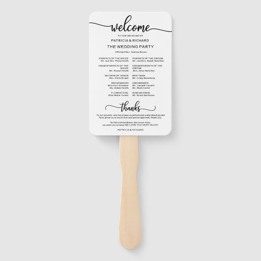 Hochzeitsstipenprogramm für Icon Chic Fächer (Rückseite)