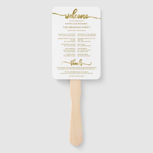 Hochzeitsstipenprogramm für Icon Chic Fächer (Rückseite)