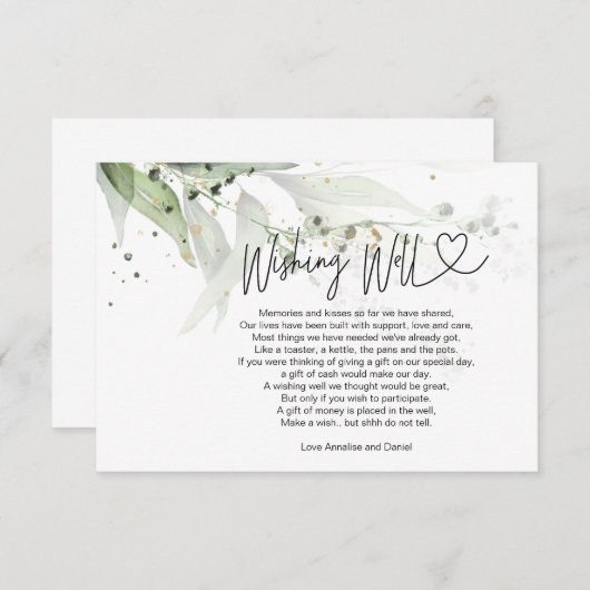 Hochzeitsstipenstitel Begleitkarte (Vorne/Hinten)