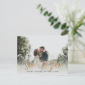 Hochzeitsstipps für Kupfergold Save the Date Ankündigungspostkarte (Stehend Vorderseite)