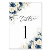 Hochzeitsstipps für Navy Blue und White Roses Tischnummer (Vorderseite)