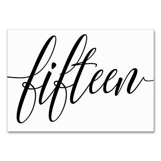 Hochzeitsstipps - Luxe Typografie - Schwarz 15 Tischnummer (Vorderseite)