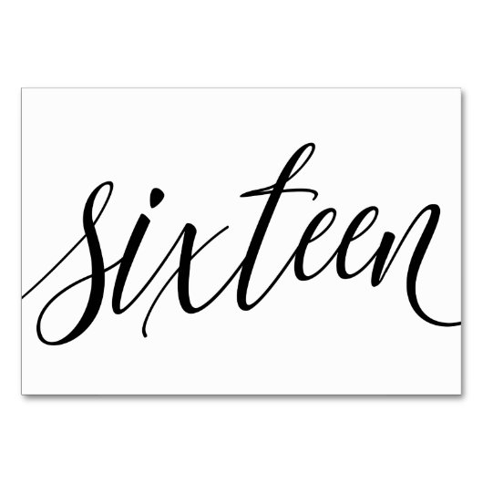 Hochzeitsstipps - Luxe Typografie - Schwarz 16 Tischnummer (Vorderseite)