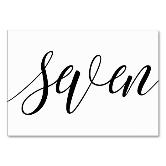 Hochzeitsstipps - Luxe Typografie (Schwarz) 7 Tischnummer (Vorderseite)