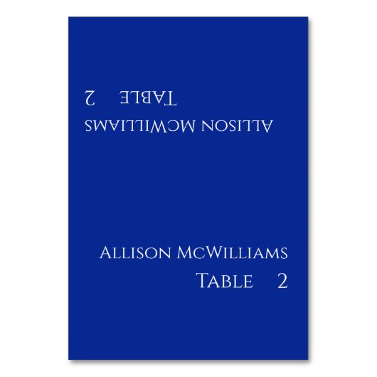 Hochzeitsstipps Platzkarten Blau und Weiß Tischnummer (Vorderseite)