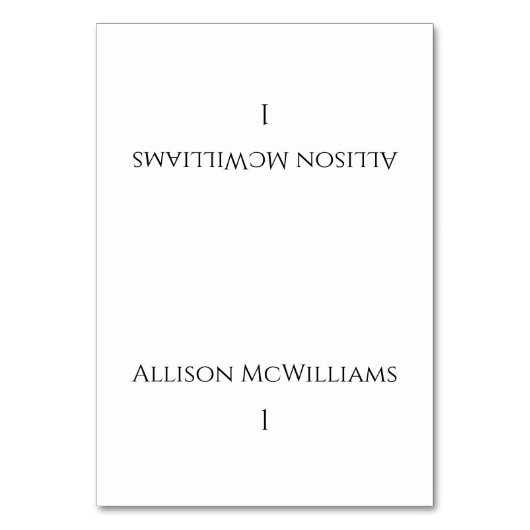 Hochzeitsstipps Platzkarten - Moderne Schwarz und Tischnummer (Vorderseite)