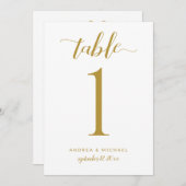 Hochzeitsstipps Tischnummern Moderne Goldkalligrap (Vorne/Hinten)