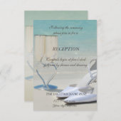 Hochzeitsstrand, Glas, Empfang mit hohen Absätzen Einladung (Vorne/Hinten)