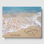 Hochzeitsstrand Herzen mit Namen Gästebuch (Vorderseite)