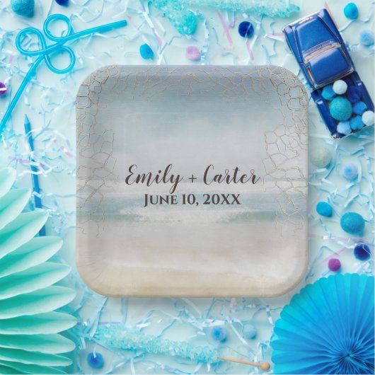 Hochzeitsstrand mit Netz Pappteller (Party)