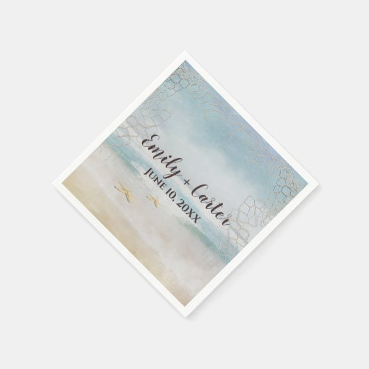 Hochzeitsstrand mit Starfish Serviette (Ecke)