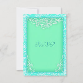Hochzeitsstrand von Seafoam Aqua und Green Wave Be RSVP Karte