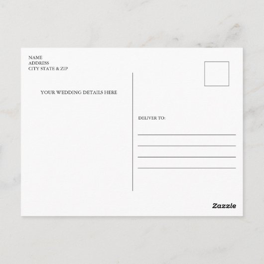 Hochzeitsstrasse mit Starfish Save the Date Postkarte (Rückseite)