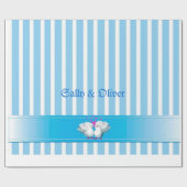 Hochzeitsstreifen, Aqua Geschenkpapier (Flach)