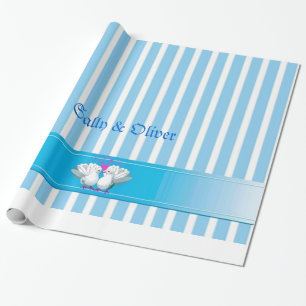 Hochzeitsstreifen, Aqua Geschenkpapier