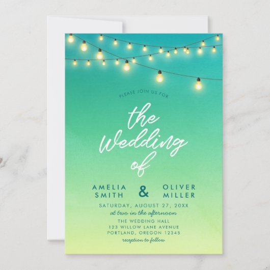 Hochzeitsstreifen mit Wasserfarbenglas Einladung (Vorderseite)