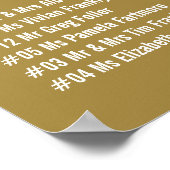 Hochzeitsstühle-Chart Poster Gold Floral (Ecke)