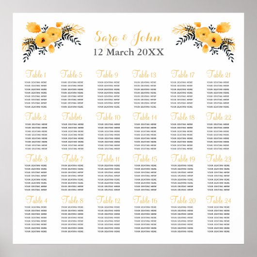 Hochzeitsstühle in gelbgrauem Aquarell Poster (Vorne)