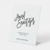 Hochzeitsstylish Black Script Hand Sanitizer Sockelschild (Vorderseite)