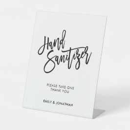 Hochzeitsstylish Black Script Hand Sanitizer Sockelschild