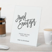 Hochzeitsstylish Black Script Hand Sanitizer Sockelschild (In SItu)