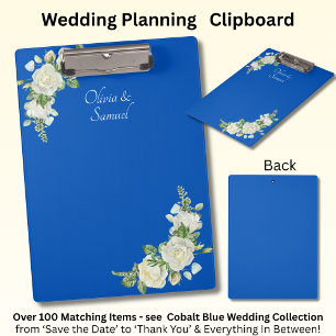 Hochzeitssuite für Cobalt Blue & White Roses hinzu Klemmbrett