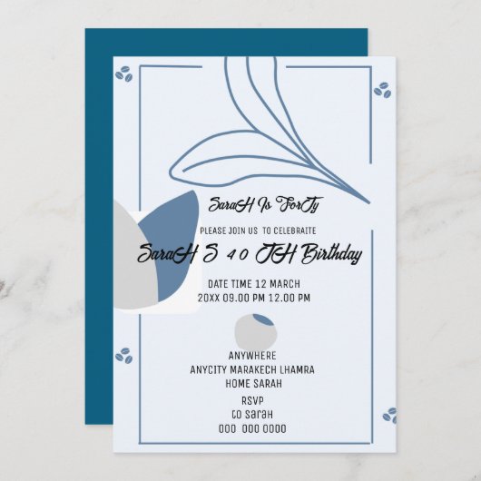 Hochzeitssuite Light Blue, French Blue W Einladung (Vorne/Hinten)