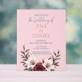 Hochzeitssuite mit Blumen (pink) Acrylschild (Neutral)