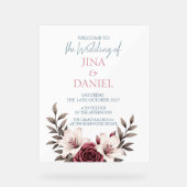 Hochzeitssuite mit Blumen (Weiß) Acrylschild (Vorderseite)