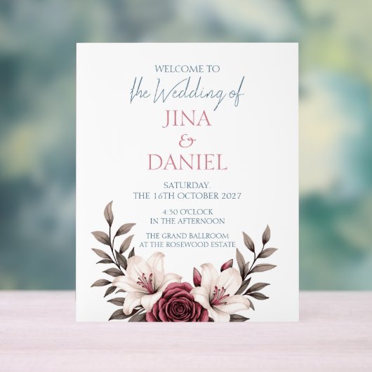 Hochzeitssuite mit Blumen (Weiß) Acrylschild (Neutral)