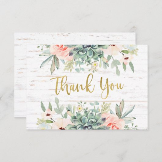 Hochzeitssusccules Dankeschön-Karte Dankeskarte (Vorne/Hinten)