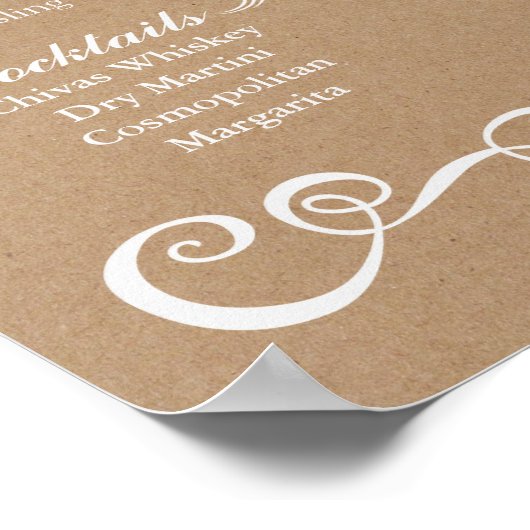 Hochzeitssymbol - Bar Menu Rustic Wedding Sign Poster (Ecke)