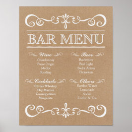 Hochzeitssymbol - Bar Menu Rustic Wedding Sign Poster