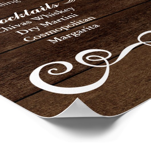 Hochzeitssymbol - Bar Menu Rustic Wedding Sign Poster (Ecke)