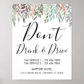Hochzeitssymbol - Don't’ Drink & Drive Greenery Ze Poster (Vorne)