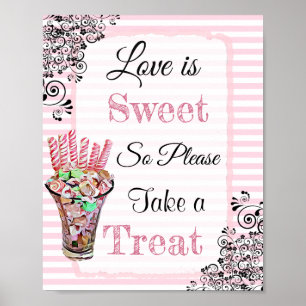 Hochzeitssymbol für Candy Buffet Pink Poster