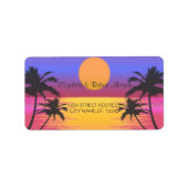 Hochzeitssymbol für Sonnenuntergang am Strand Adressaufkleber (Vorne)