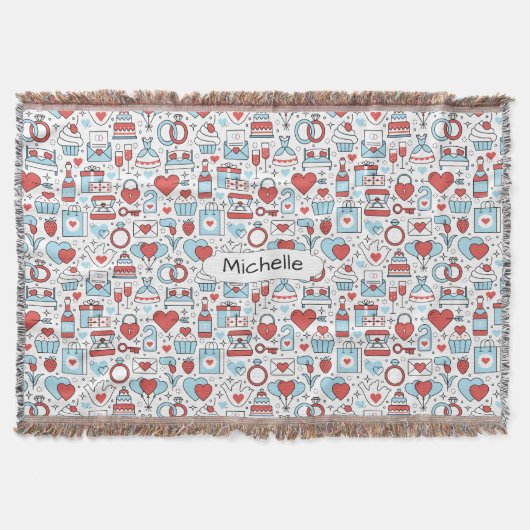 Hochzeitssymbole individuelle Name Decke werfen (Vorderseite)